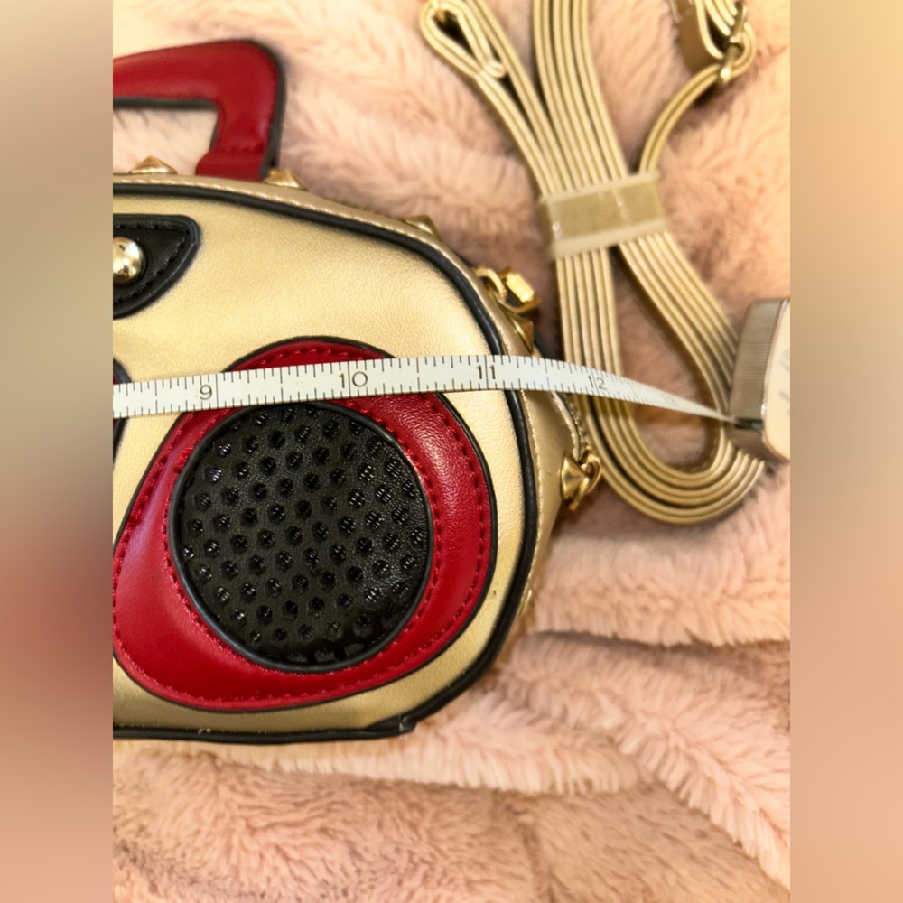 BAM FOREVER Gold & Red Boombox Handbag Purse w detachable strap - Picture 2 of 8
